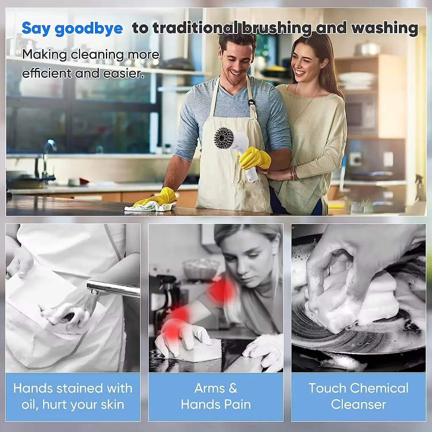 USB elektryczna obrotowa szczotka 5w1 do kuchni/łazienki 🧽