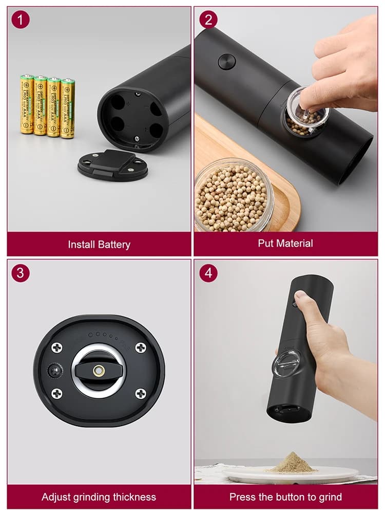 Elektryczny młynek do soli i pieprzu z regulacją mielenia 🧂