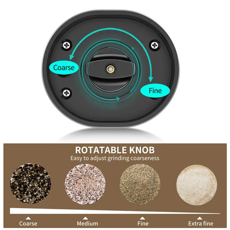 Elektryczny młynek do soli i pieprzu z regulacją mielenia 🧂